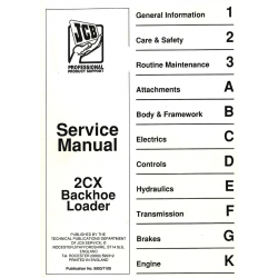JCB instrukcje napraw + schematy + DTR: JCB 2CX  od 1992r. - 1994r. instrukcja naprawy koparko ładowarek